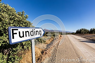 Road sign for funding of start up venture capital Stock Photo