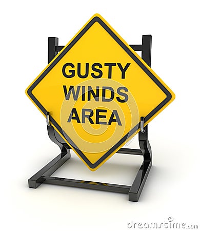 Road sign - gusty winds area Stock Photo