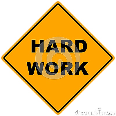 Road Sign Hard Work Cartoon Illustration