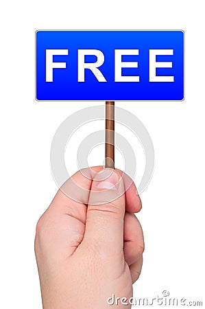 Road sign holds in hand with word FREE. Stock Photo