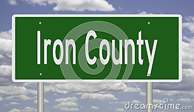 Road sign for Iron County Stock Photo