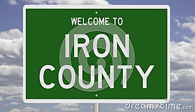 Road sign for Iron County Stock Photo