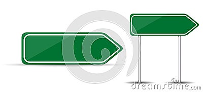 Road Sign Isolated on White Background Blank green arrow traffic. Vector Illustration. Vector Illustration