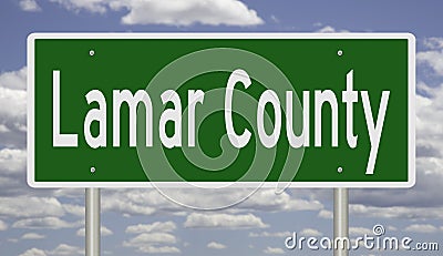 Road sign for Lamar County Stock Photo