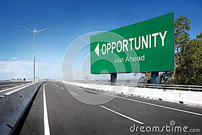 Road with sign of opportunity Stock Photo