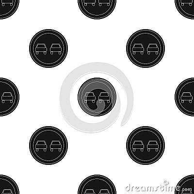 Road sign overtaking is prohibited .Car single icon in black style vector symbol stock illustration web. Vector Illustration