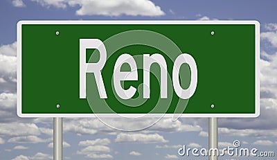 Road sign for Reno Nevada Stock Photo