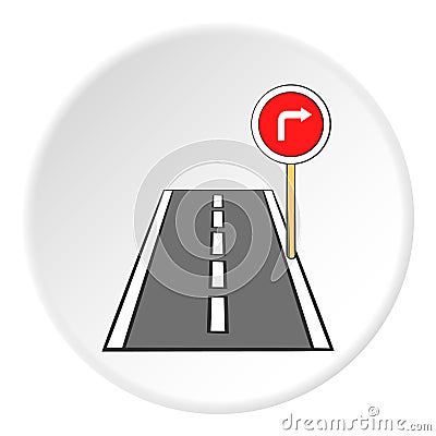 Road sign right turn icon, cartoon style Vector Illustration