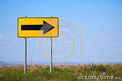 Road sign right turn one way Stock Photo