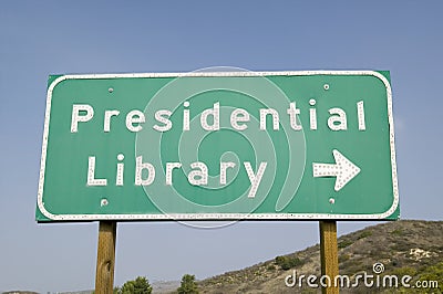 Road sign for the Ronald Reagan Library Stock Photo