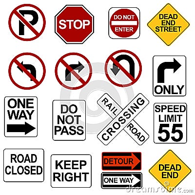 Road Sign Set Vector Illustration