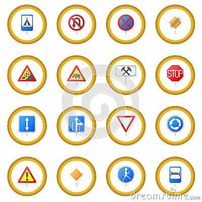 Road Sign Set icon circle Vector Illustration