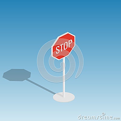 Road sign stop isometric vector illustration Vector Illustration