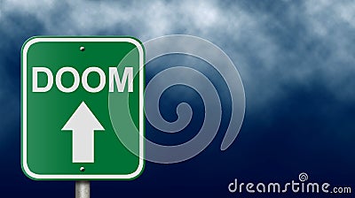 Road Sign to Doom Stock Photo