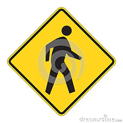 Road Sign Warning - Pedestrian Vector Illustration