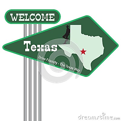 Road sign Welcome to Texas Vector Illustration