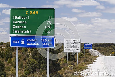 Road Signs In Tasmania, Australia Stock Photo