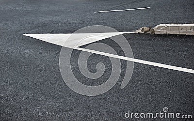 Road signs on asphalt Stock Photo