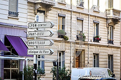 Roadsigns in Lyon, France Stock Photo