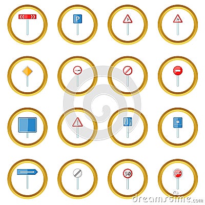 Road signs icons circle Vector Illustration