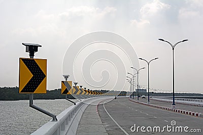 Road signs, indicating right turn Stock Photo