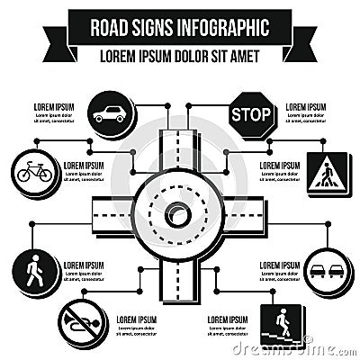 Road signs infographic concept, simple style Vector Illustration