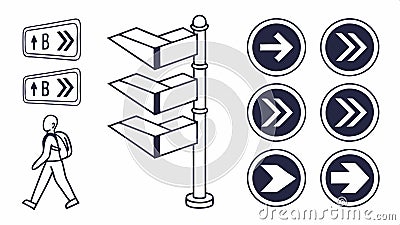 Road signs set, direction arrows, navigation icons, signage design, travel signs vector design Generative AI Vector Illustration