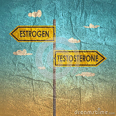 Estrogen and testosterone. Stock Photo