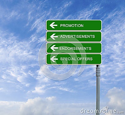 Road signs to promotion Stock Photo