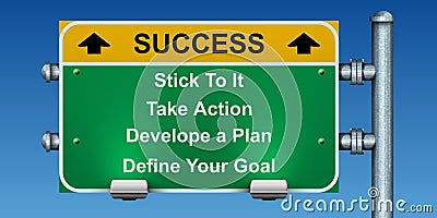 Road signs to success. Stock Photo