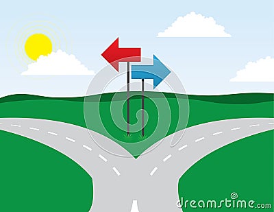 Road Split Vector Illustration