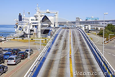 Road and station pier driveway at Port of Hirtshals Stock Photo