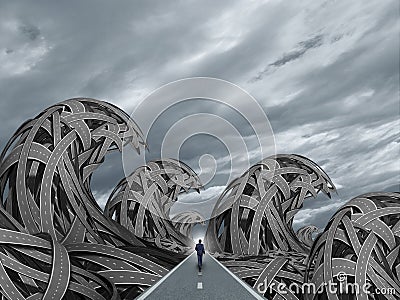 Road With Storm waves Stock Photo