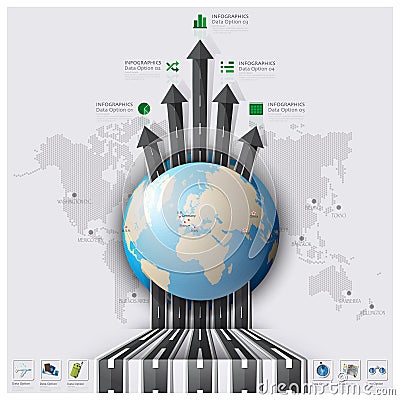 Road And Street Runway Travel And Journey World Map Business Inf Vector Illustration