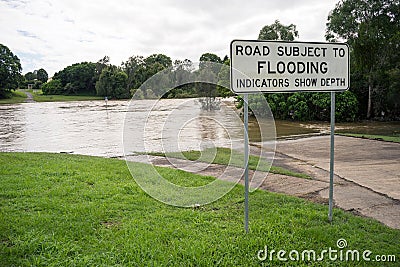 Road Subject To Flooding Stock Photo