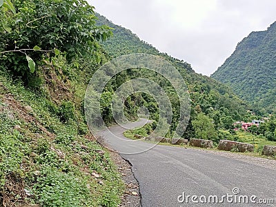 Road surrounded with natural beauty in Mussorie Stock Photo