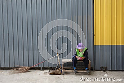 Road sweeper in Bangkok Editorial Stock Photo