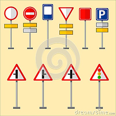 Road symbols traffic signs graphic elements isolated city construction creative street highway information vector Vector Illustration