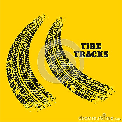 Road tire track prints on yellow background Vector Illustration