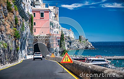 Road to Amalfi in summer season, Amalfi coast, Italy Editorial Stock Photo