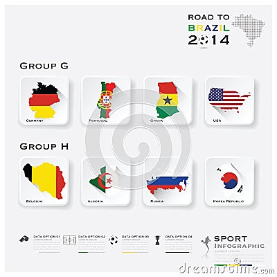 Road To Brazil 2014 Football Tournament Sport Infographic Vector Illustration