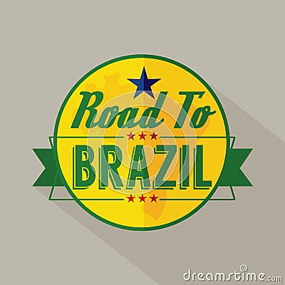 Road to Brazil Label Vector Illustration