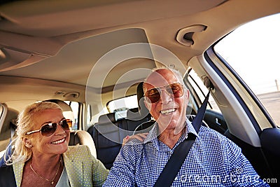 On the road to to a carefree retirement. a senior couple on a road trip. Stock Photo