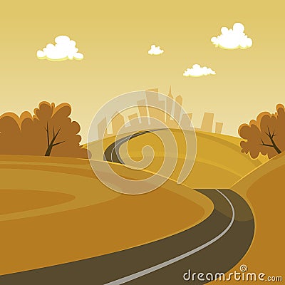 Road to the city Vector Illustration