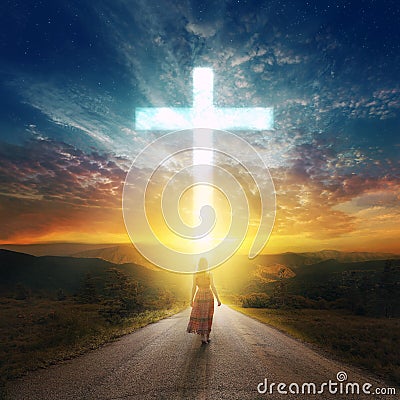 Road to the cross Stock Photo