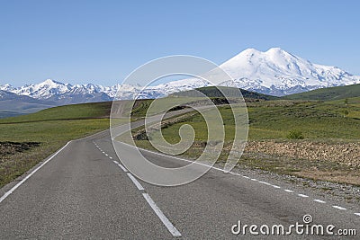 Road to Elbrus on a sunny summer day. Kabardino-Balkaria Stock Photo