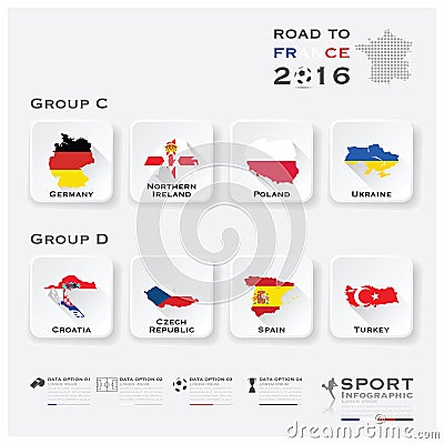 Road To France 2016 Football Tournament Sport Infographic Vector Illustration