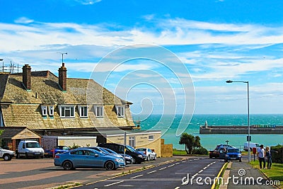 Road to the harbor of Folkestone England Editorial Stock Photo