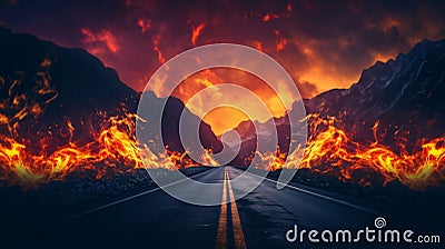 Road to Hell. 3D render of a road leading to hell Vector Illustration