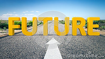 Road to horizon and the word future Stock Photo